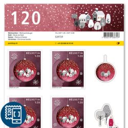 Briefmarken CHF 1.20 «Weihnachtskugel», Bogen mit 10 Marken