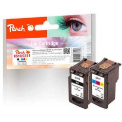 Peach C510 BK 2 Druckköpfe (bk, col) ersetzt Canon PG-510BK, CL-511C, 2970B001, 2972B001 für z.B. Canon Pixma MP 230, Canon Pixma MP 280