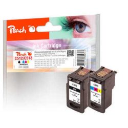 Peach C512 BK 2 Druckköpfe XL (bk, col) ersetzt Canon PG-512BK, CL-513C, 2969B001, 2971B001 für z.B. Canon Pixma MP 230, Canon Pixma MP 280