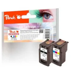 Peach C512 BK 2 Druckköpfe XL (bk, col) ersetzt Canon PG-512BK, CL-513C, 2969B001, 2971B001 für z.B. Canon Pixma MP 230, Canon Pixma MP 280