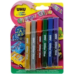 UHU Glitter Glue Original 39040 original colours 6 St&uuml;ck