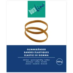 BÜROLINE -  Gummibänder 125x3mm 155435 braun, ø 80mm 500g, 100 Stück