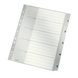 LEITZ Register PP grau A4 12830085 Zahlen 1-5