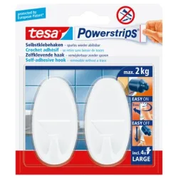 TESA Powerstrips Haken 580130004 weiss, 2 St&uuml;ck
