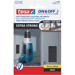TESA Klettstreifen On&Off 5x10cm 552280000 schwarz 2 St&uuml;ck