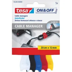 TESA Kabelbinder on&off 12mmx20cm 552360000 5-farbig 5 St&uuml;ck