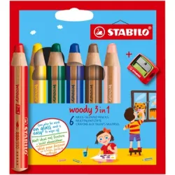 STABILO Farbstifte Woody 3 in 1 8806-2 6 Farben Etui