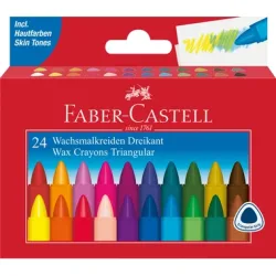 FABER-CASTELL Wachskreide Dreikant 120024 24 St&uuml;ck, mehrfarbig