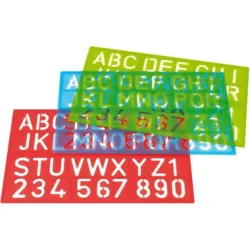 WESTCOTT Zeichenschablone 50cm E-1060000 A-Z, 0-9 blau/rot/gr&uuml;n