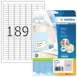 HERMA Etiketten PREMIUM 25.4x10mm 4333 weiss,perm. 4725 St./25 Bl.