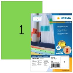 HERMA Etiketten SPECIAL 210x297mm 4404 gr&uuml;n,perm. 100 St./100 Bl.