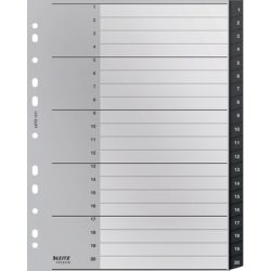 LEITZ Register Recycle PP schwarz A4 1211-00-00 Zahlen 1-20