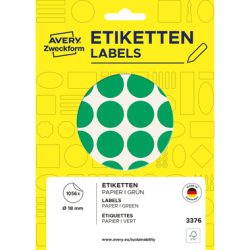 AVERY ZWECKFORM Markierungspunkte 3376Z 18mm gr&uuml;n 1056Stk. 22 Blatt