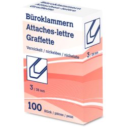 NEUTRAL B&uuml;roklammern Nr. 3 6204 28mm vernickelt 100 Stk.
