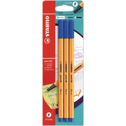 STABILO Fineliner Point 88 B-14827-10 blau, 3 St&uuml;ck