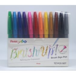 PENTEL Brush Sign Pen SES15C-12ST1 12 Farben, Etui