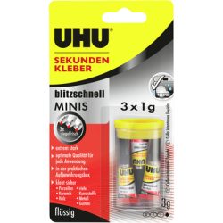 UHU Sekundenkleber 51635 fl&uuml;ssig, MINIS 3 x 1g