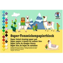 URSUS Bastel-Zeichenpapier 24&times;34cm 2200000 130g, farbig ass. 50 Blatt