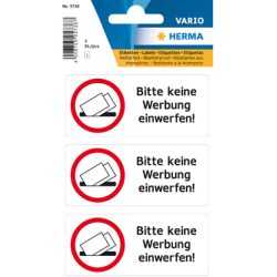 HERMA Hinweis-Etiketten 5738 keine Reklame 3 St&uuml;ck