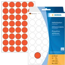 HERMA Etiketten rund 19mm 2252 rot 1280 St&uuml;ck