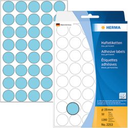 HERMA Etiketten rund 19mm 2253 blau 1280 St&uuml;ck