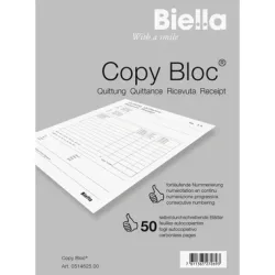 BIELLA Quittung COPY-BLOC D/F/I/E A6 514625.00 selbstdurchschreib. 50x2 Blatt
