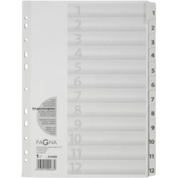 PAGNA Register Karton weiss A4 31005-08 12-teilig, 1-12