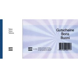 FAVORIT Geschenk-Gutscheine D/F/I 2059blau blau,20.5x10.5cm,Block &agrave; 25Bl.