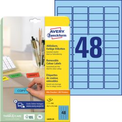 AVERY ZWECKFORM Etiketten 45,7x21,2mm L6039-20 blau 960Stk./20Bl.