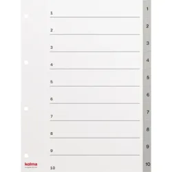 KOLMA Register Longlife A4 19.114.03 grau, 10-teilig