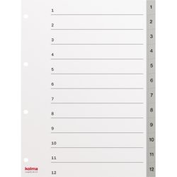 KOLMA Register Longlife A4 19.112.03 grau, 12-teilig