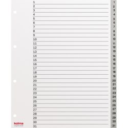 KOLMA Register LongLife XL A4 19.425.03 grau, 1-31, 31-teilig, 4-Loch