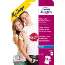 AVERY ZWECKFORM Textilfolie Iron-on A4 MD1001 Inkjet, helle Textilien 5 Stk.
