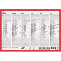 BIELLA Wandkalender 2027 871607000027U 6M/1S rot/weiss DE 16.5x11.5cm