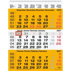 BIELLA 3-Monatskalender Wire-O 2027 889020200027U 3M/1S gelb ML 31x40cm