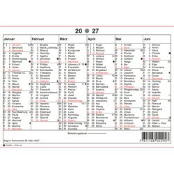 SIMPLEX Wandkalender m.Namenstag 2027 4032440.27 6M/1S rot/weiss DE A5 quer