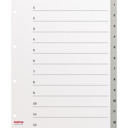 KOLMA Register LongLife XL A4 19.411.03 grau, 1-12, 4-Loch