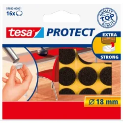 TESA Filzgleiter Protect 18mm 578920000 braun, rund 16 St&uuml;ck
