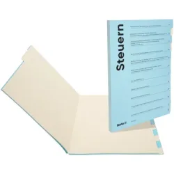 BIELLA Steuermappe deutsch A4 03260112.90 blau/beige 320g, 12-teilig