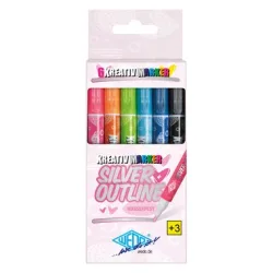 WEDO Marker Silver+Outline 1-2mm 252600699 Set 6 St&uuml;ck