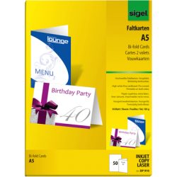 SIGEL Faltkarten A5 DP910 weiss, 185g 50 St&uuml;ck