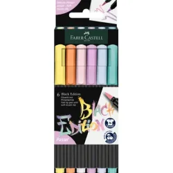 FABER-CASTELL Fasermaler Black Edition 116453 Pastell 6er Etui