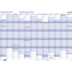 BEREC Jahresplaner quer 2027 B 5670 TF/27 1J/1S blau plastifiz. 60x90cm