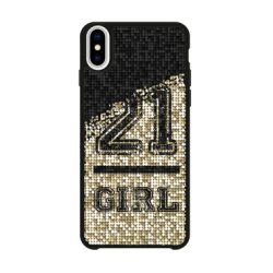 Motiv-Hülle 21 Girl mit Pailletten für iPhone XS Max