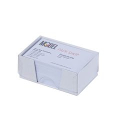 Visitenkarten-Box in weiss mit Aussparung & transparentem Deckel 87x56x35mm