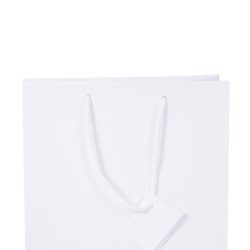 Geschenktragetasche mit Kordel in mattem weiss 230x100x270mm