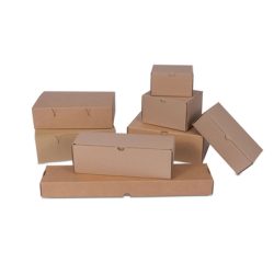 Klappdeckelbox aus Karton mit Automatikboden in braun 280x208x112mm