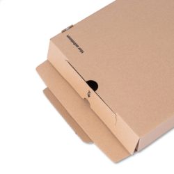 Flachverpackung mit Einstecklasche & Aufreissfaden  in braun 343x245x46mm