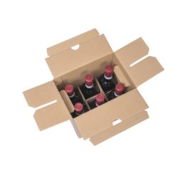 Flaschenverpackung mit Einlage & Grifflöcher für 6x 0.75l Flaschen mit Flaschenhöhe 320mm & Ø75mm