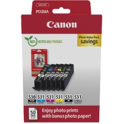 CANON Photo Value Pack CMYBKGY PGCL530/1 PIXMA TS8750/51 PP-201 50Bl.